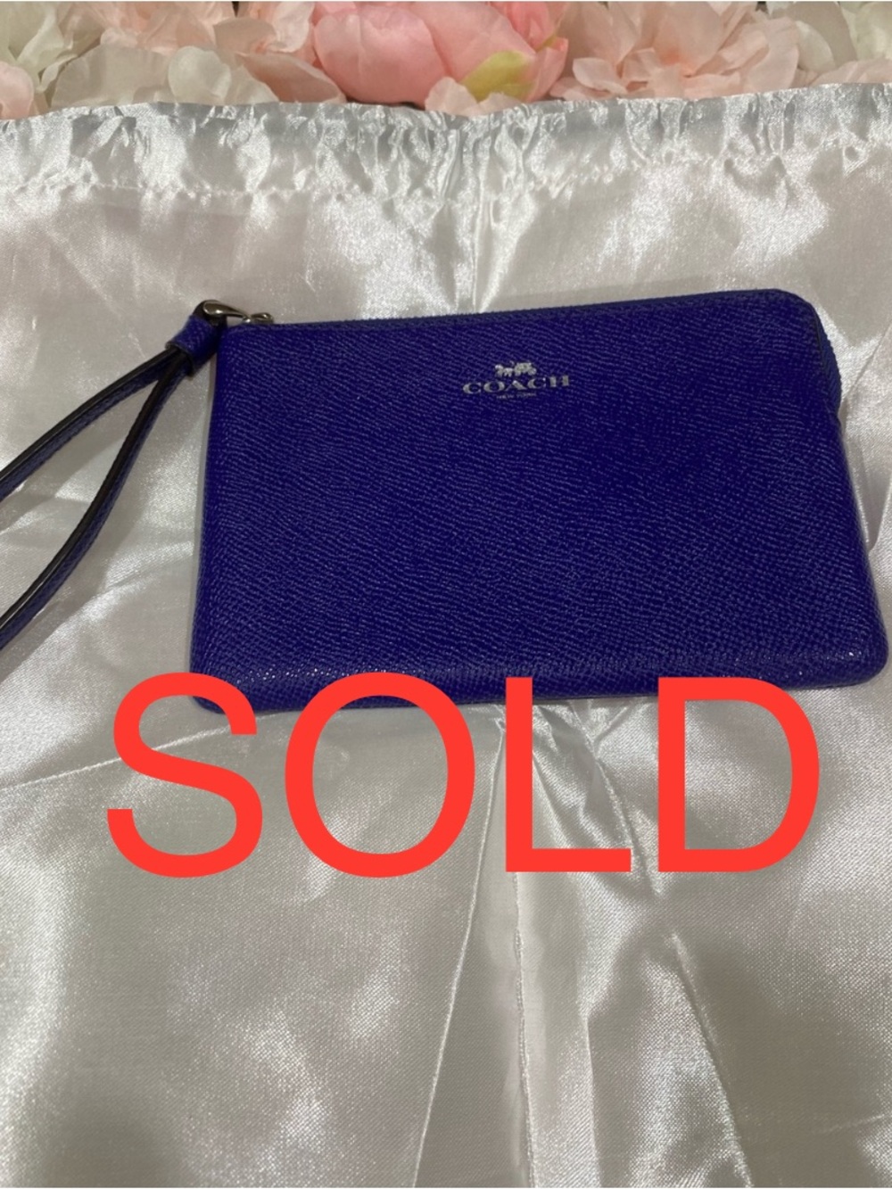 ***SOLD***Coach Purple Leather Wristlet with Silver Hardware